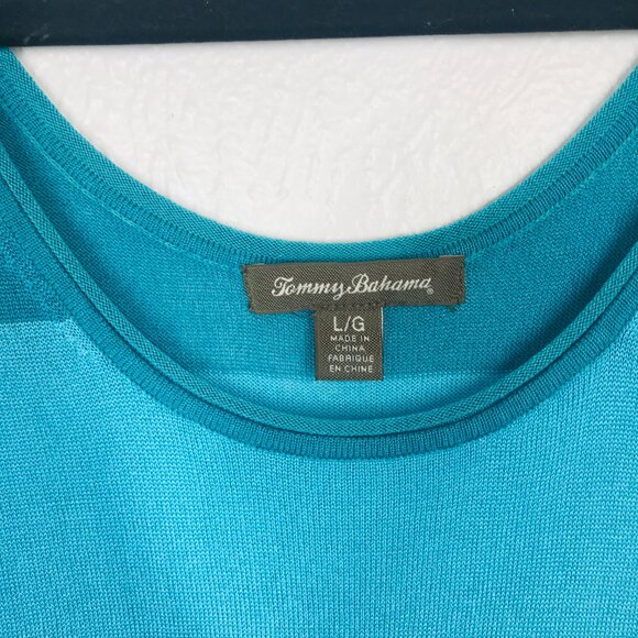 Tommy Bahama Blue and Aqua Scoop Neck Striped Knit Maxi Dress - Picture 2 of 8